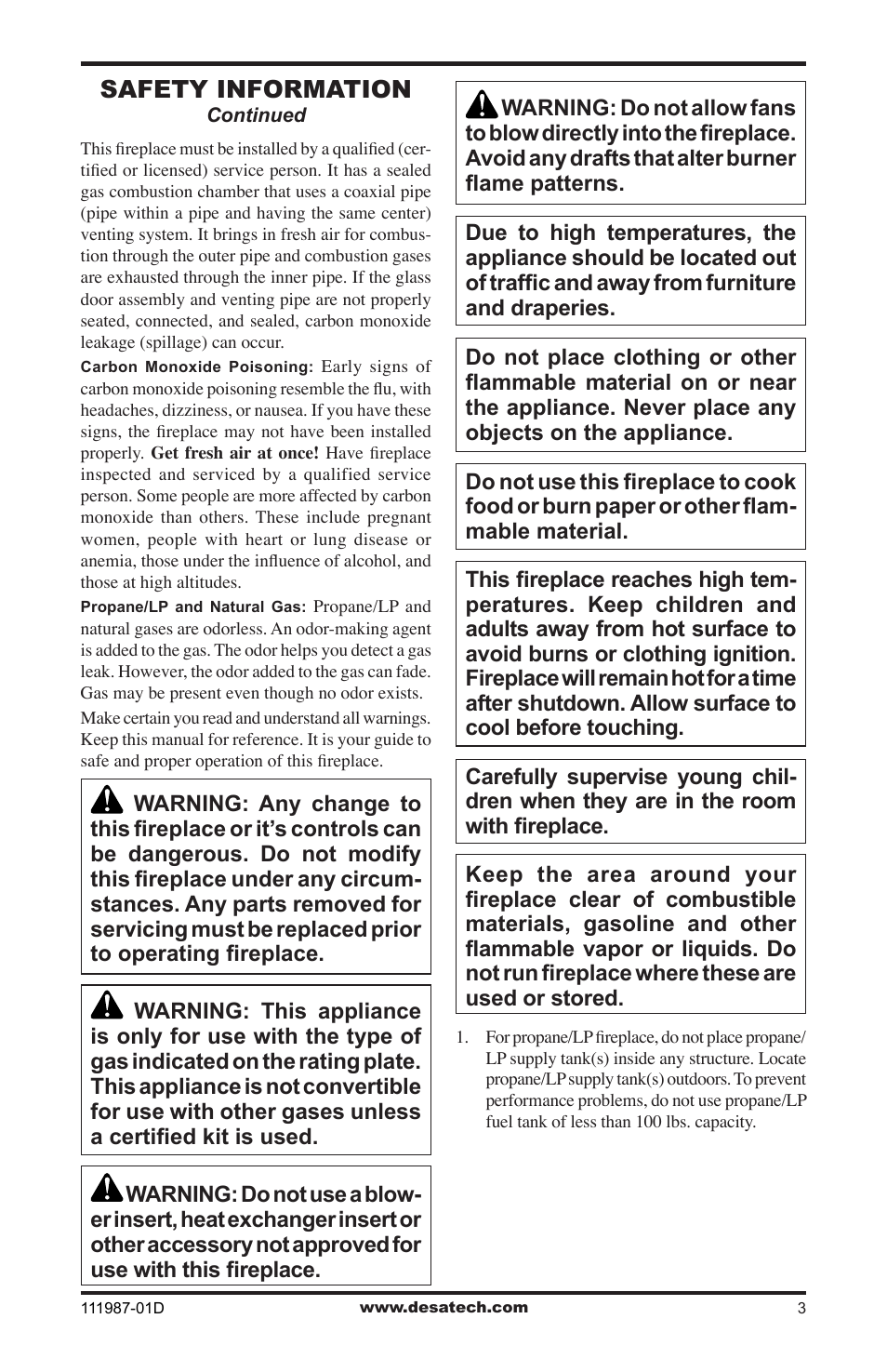 Safety information | Desa (V)T32EN SERIES User Manual | Page 3 / 40