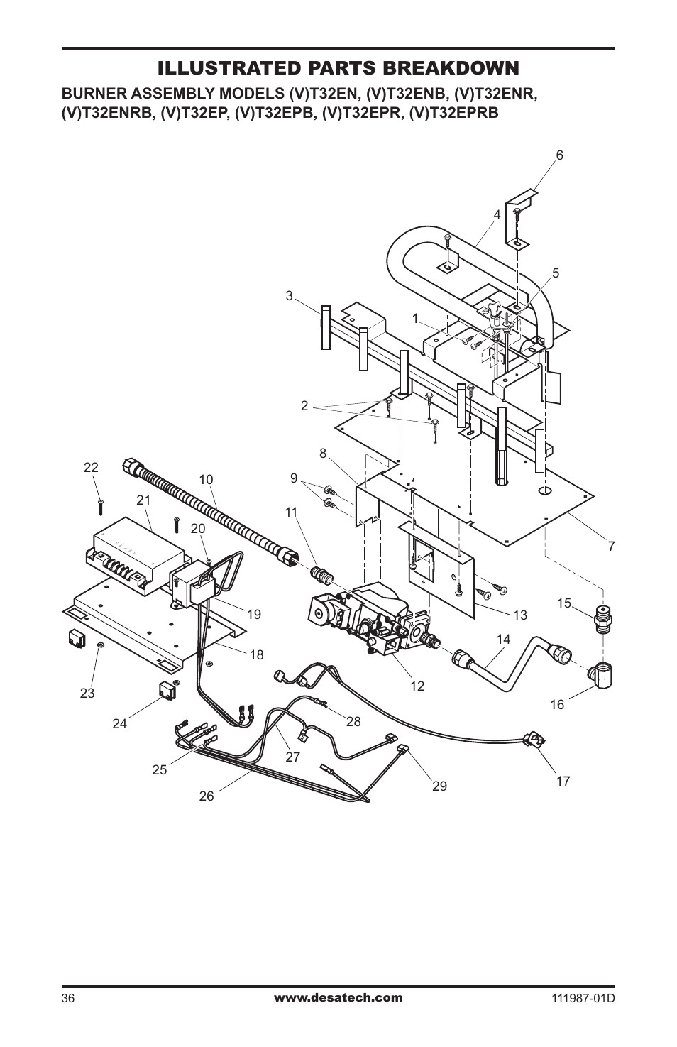 Illustrated parts breakdown | Desa (V)T32EN SERIES User Manual | Page 36 / 40