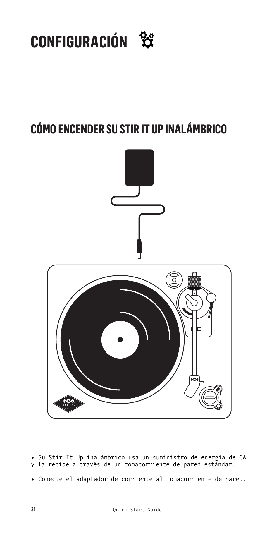 Configuración, Cómo encender su stir it up inalámbrico | House of Marley Stir It Up Semi-Automatic Two-Speed Turntable with Bluetooth & USB User Manual | Page 32 / 91