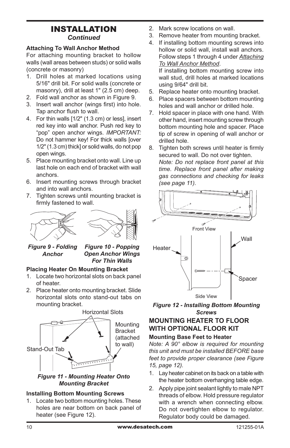 Installation | Desa LCR26PT User Manual | Page 10 / 56