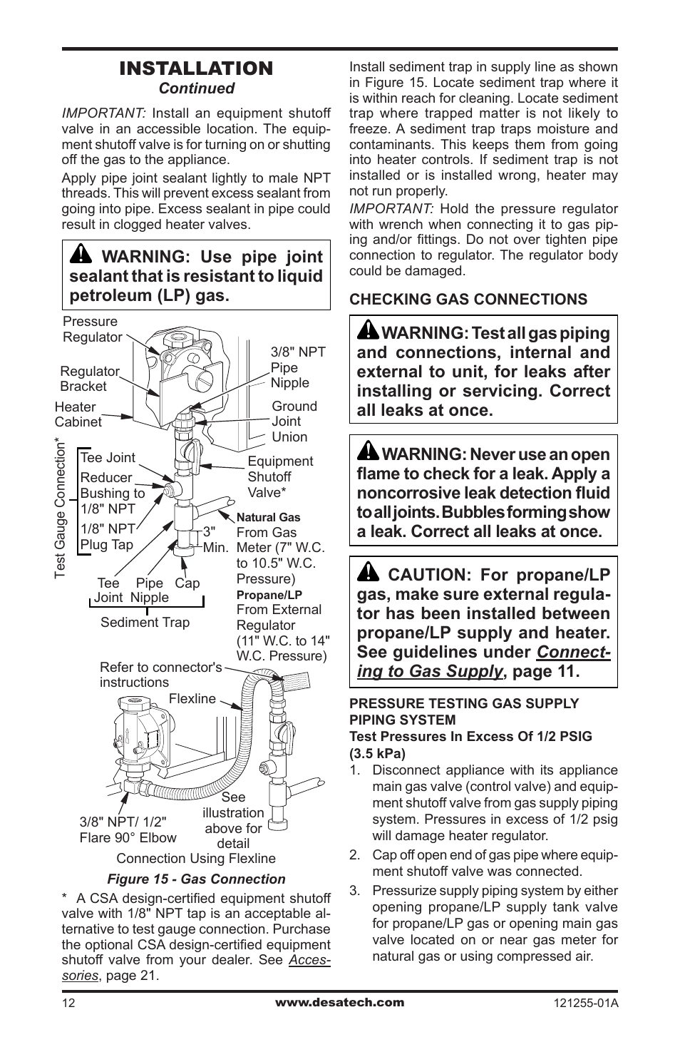 Installation | Desa LCR26PT User Manual | Page 12 / 56