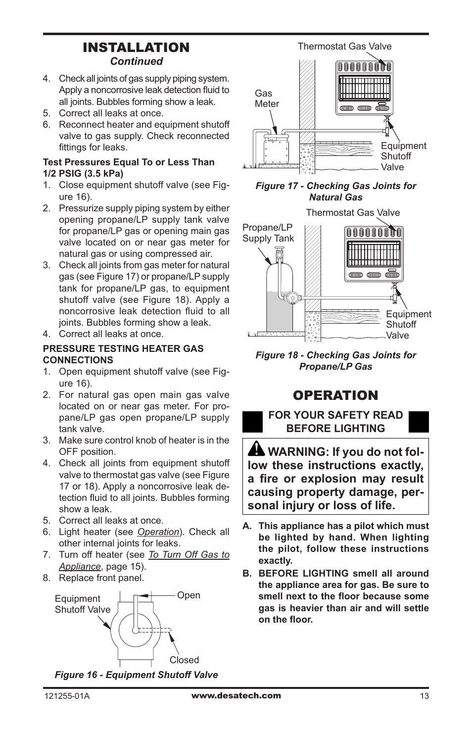 Operation, Installation | Desa LCR26PT User Manual | Page 13 / 56