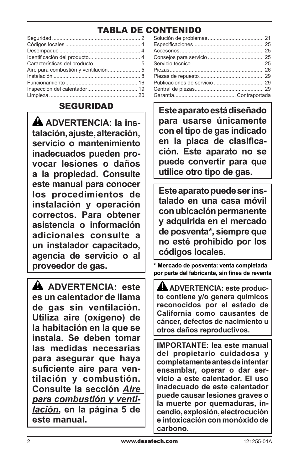 Seguridad | Desa LCR26PT User Manual | Page 28 / 56