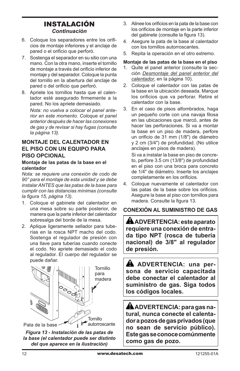 Instalación | Desa LCR26PT User Manual | Page 38 / 56