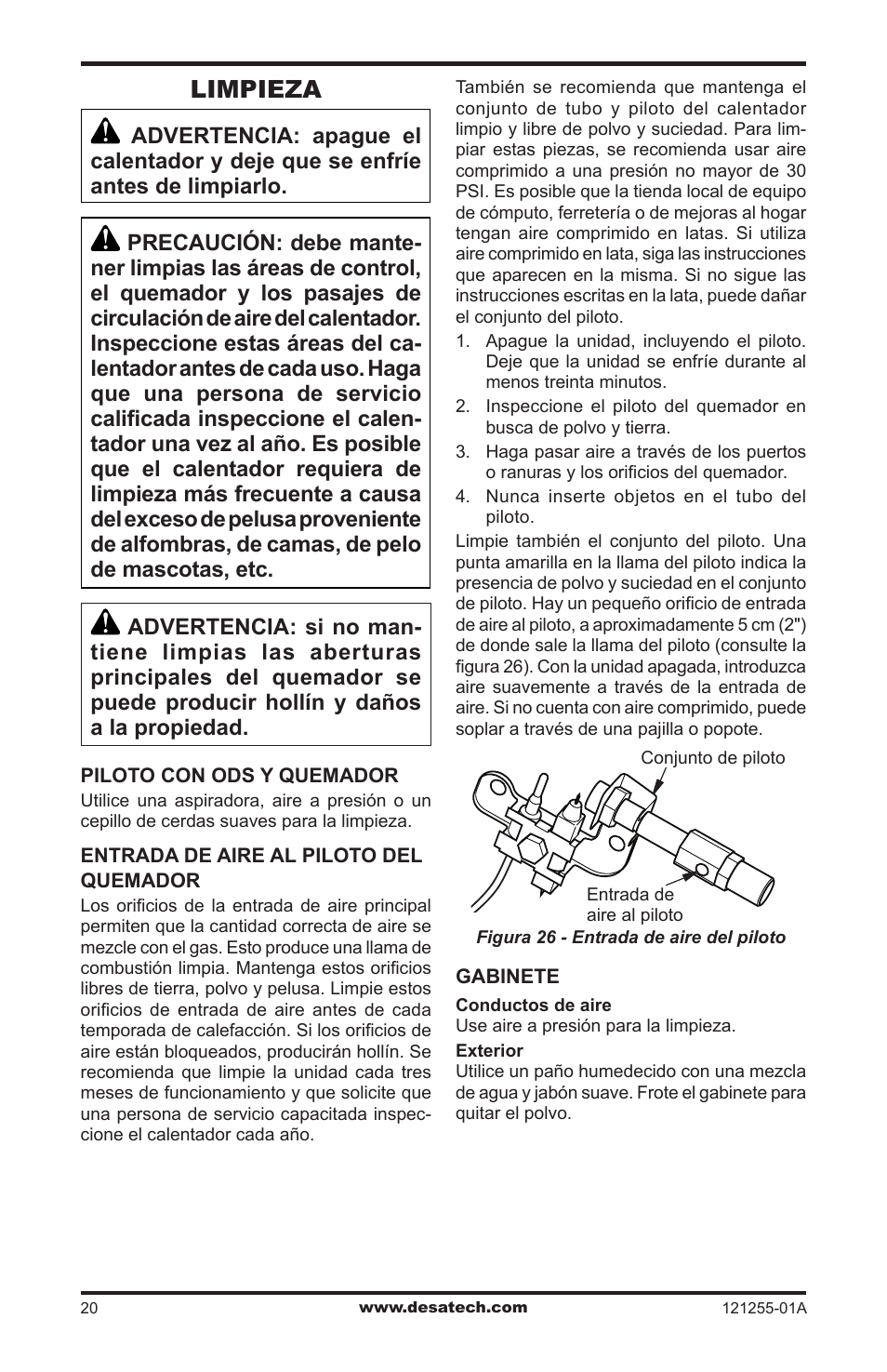 Limpieza | Desa LCR26PT User Manual | Page 46 / 56