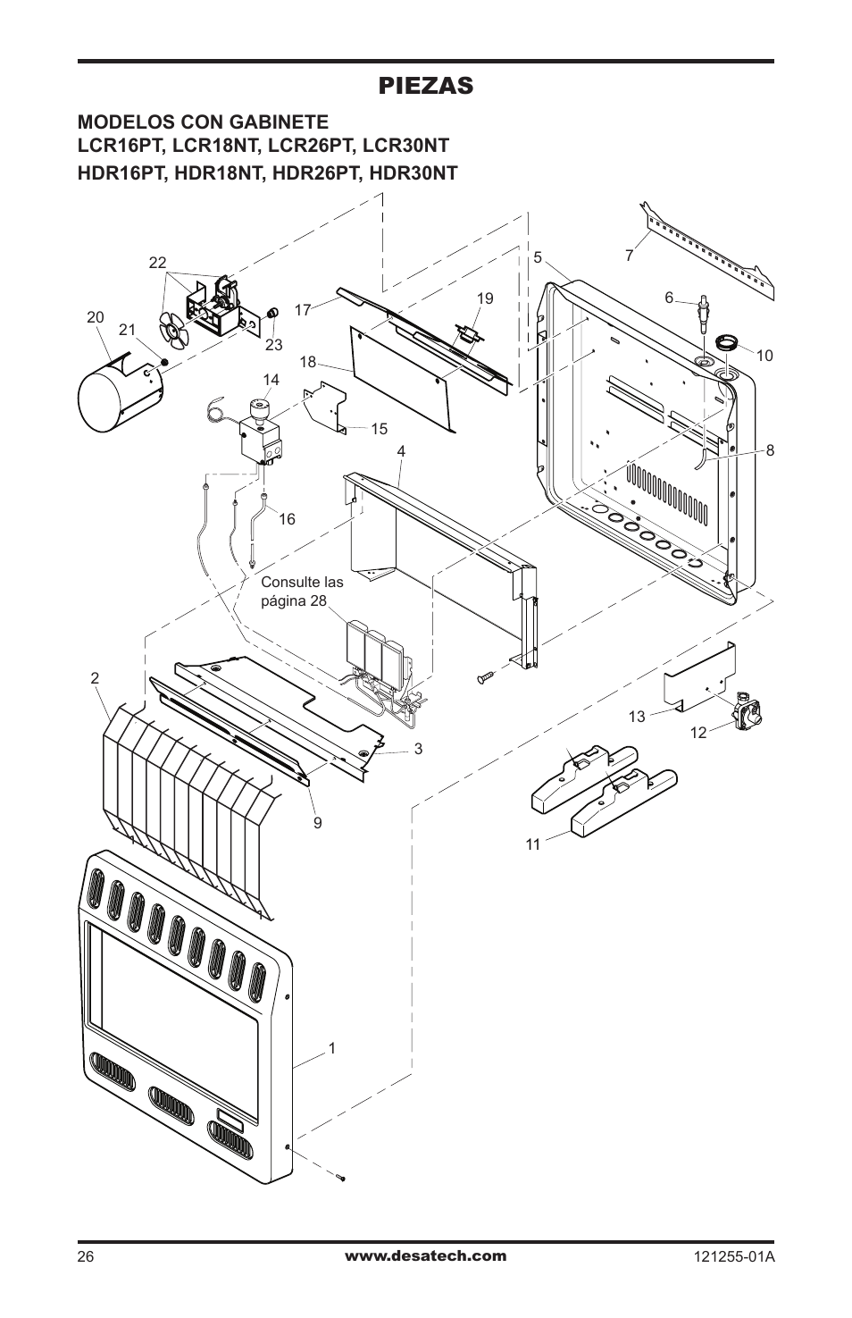 Piezas | Desa LCR26PT User Manual | Page 52 / 56