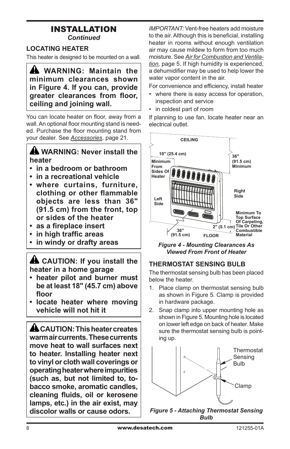 Installation | Desa LCR26PT User Manual | Page 8 / 56