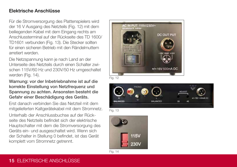 THORENS TD 1600 Fully Manual Two-Speed Stereo Turntable (High Gloss Walnut) User Manual | Page 15 / 102