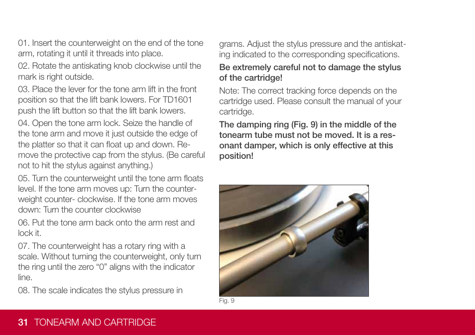 THORENS TD 1600 Fully Manual Two-Speed Stereo Turntable (High Gloss Walnut) User Manual | Page 31 / 102