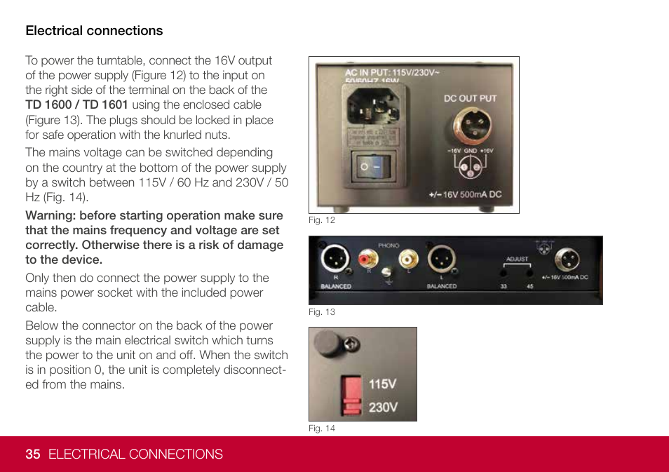 THORENS TD 1600 Fully Manual Two-Speed Stereo Turntable (High Gloss Walnut) User Manual | Page 35 / 102