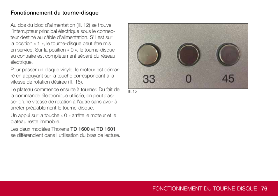 THORENS TD 1600 Fully Manual Two-Speed Stereo Turntable (High Gloss Walnut) User Manual | Page 76 / 102