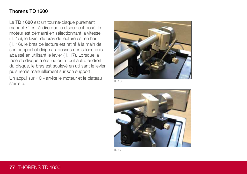 THORENS TD 1600 Fully Manual Two-Speed Stereo Turntable (High Gloss Walnut) User Manual | Page 77 / 102