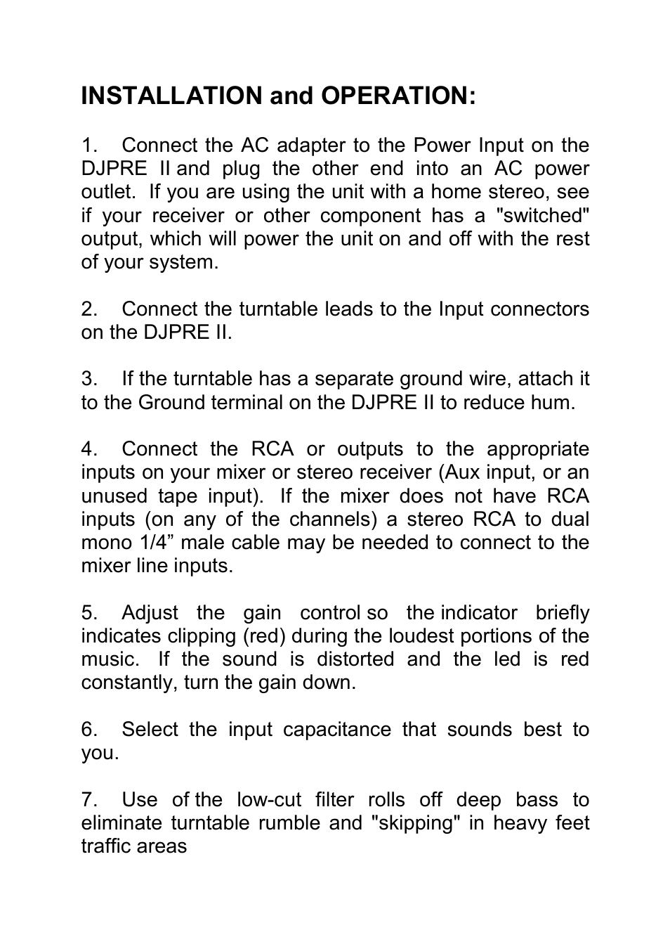 Installation and operation | Art DJ Pre II Phono Preamplifier User Manual | Page 5 / 12