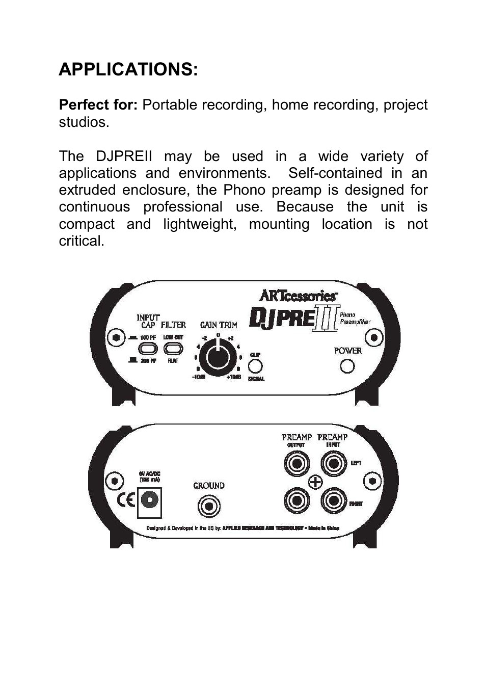 Applications | Art DJ Pre II Phono Preamplifier User Manual | Page 6 / 12