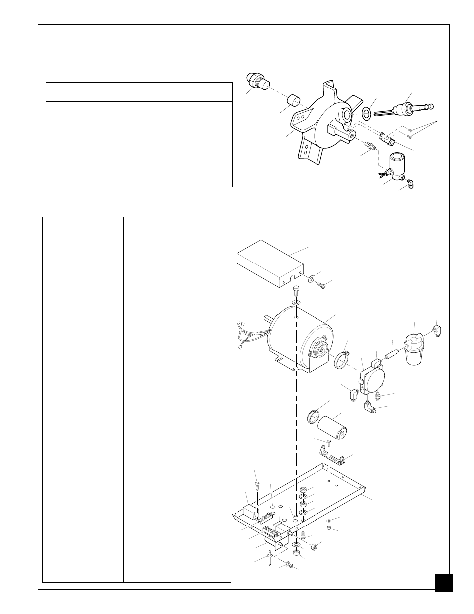 Parts list, Burner head assembly, Motor and pump assembly | Desa B350CEA User Manual | Page 19 / 24