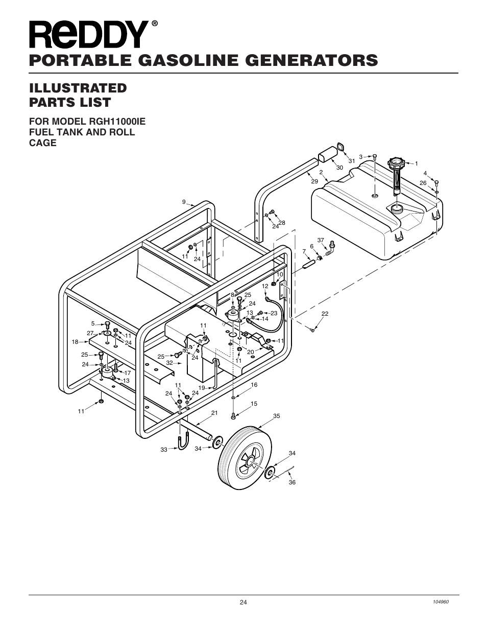 Portable gasoline generators, Illustrated parts list | Desa Rgh3000  EN User Manual | Page 24 / 28