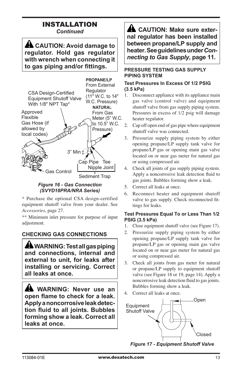 Installation | Desa SVYD18PRA User Manual | Page 13 / 28