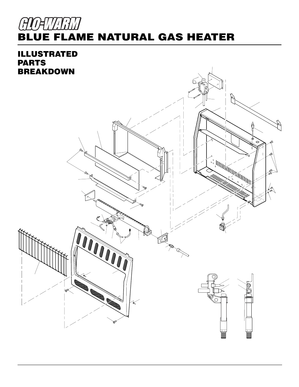 Blue flame natural gas heater, Illustrated parts breakdown, Thermostat models fas-20bb fas-30bb | Desa FGH-30NGB User Manual | Page 20 / 24
