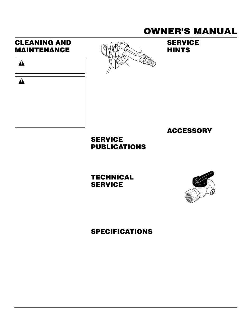 Owner’s manual, Cleaning and maintenance, Technical service specifications | Service hints service publications, Accessory | Desa CGP10TA User Manual | Page 13 / 20