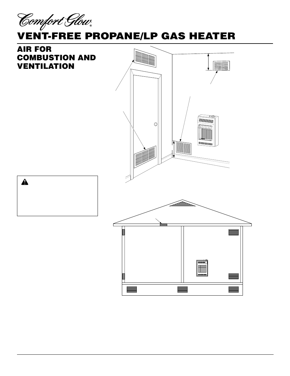 Vent-free propane/lp gas heater, Air for combustion and ventilation, Continued | Desa CGP10TA User Manual | Page 6 / 20