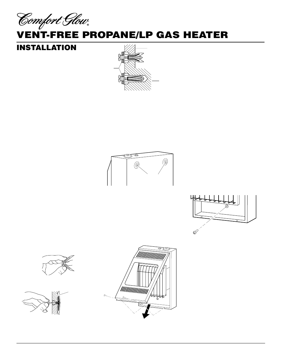 Vent-free propane/lp gas heater, Installation, Continued | Desa CGP10TA User Manual | Page 8 / 20