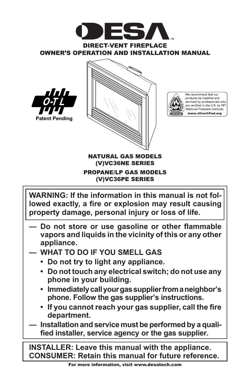 Desa (V)VC36NE Series User Manual | 40 pages