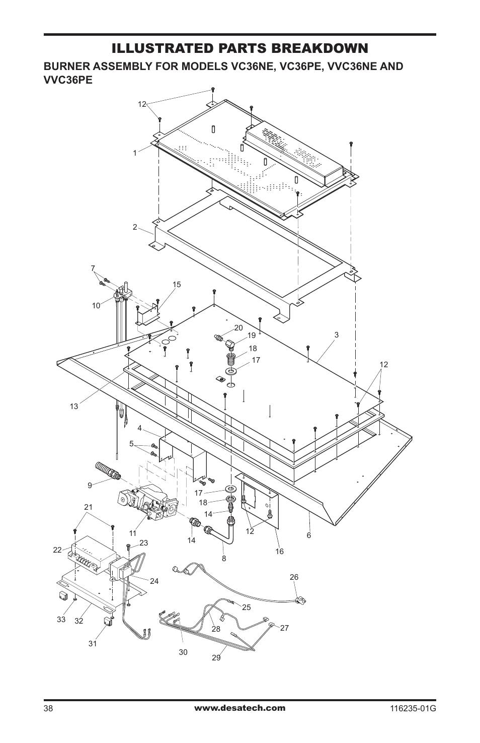 Illustrated parts breakdown | Desa (V)VC36NE Series User Manual | Page 38 / 40