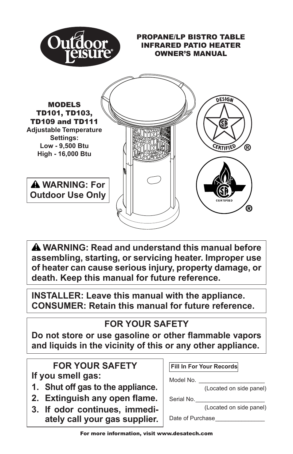 Desa Td101 User Manual | 52 pages