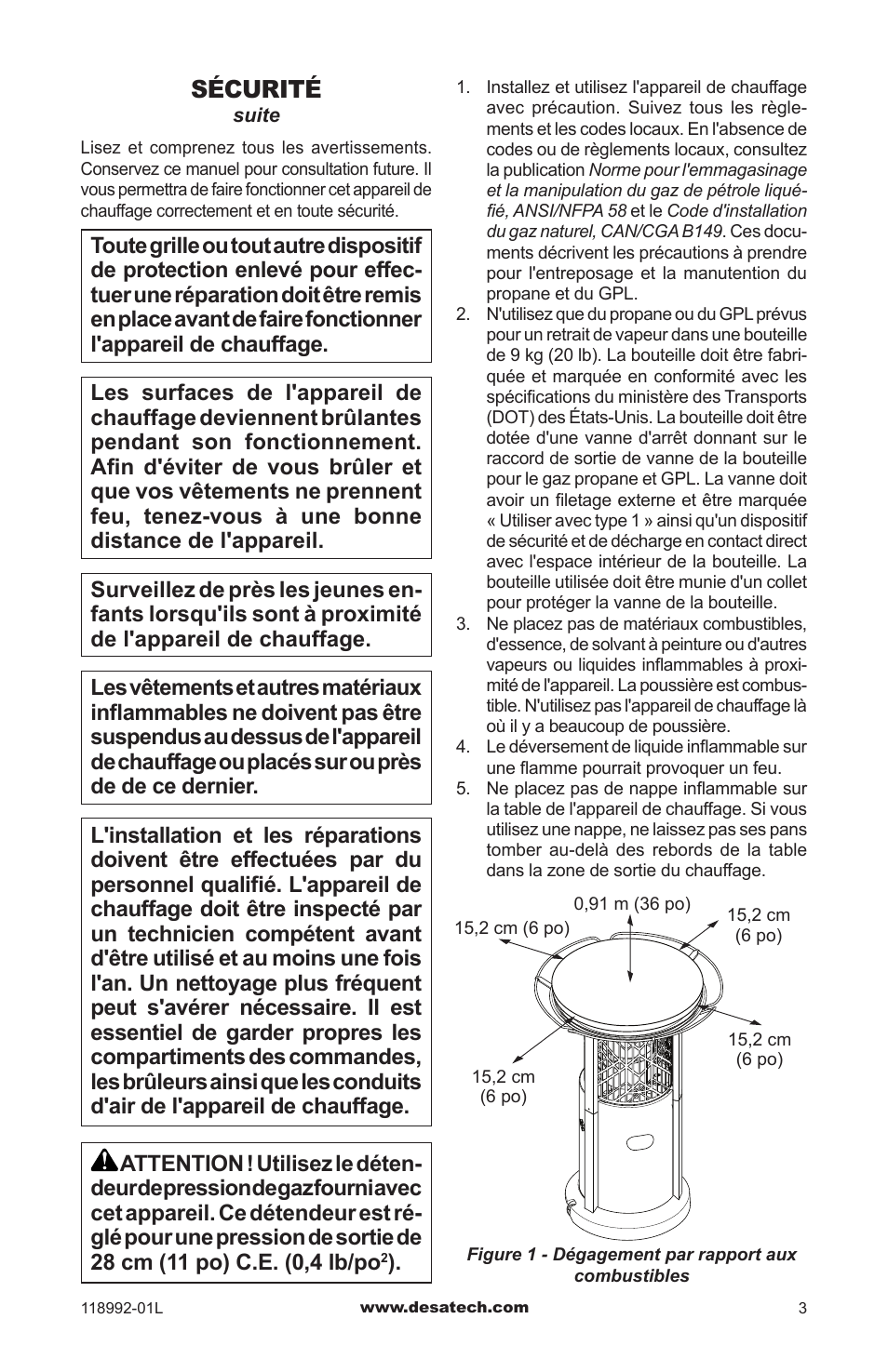 Sécurité | Desa Td101 User Manual | Page 37 / 52