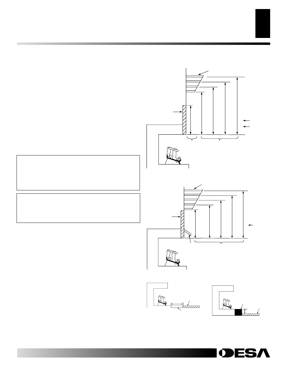 Installation, Continued, Mantel clearances | Floor clearances, Determining minimum mantel clearance | Desa R User Manual | Page 9 / 40