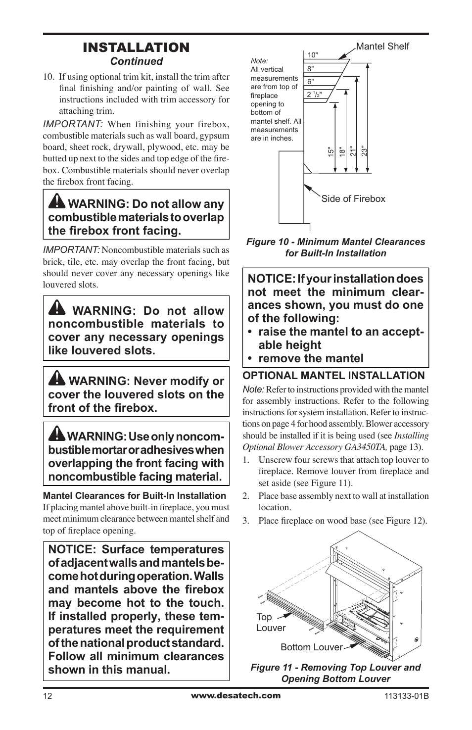 Installation | Desa VDCFRNA User Manual | Page 12 / 44