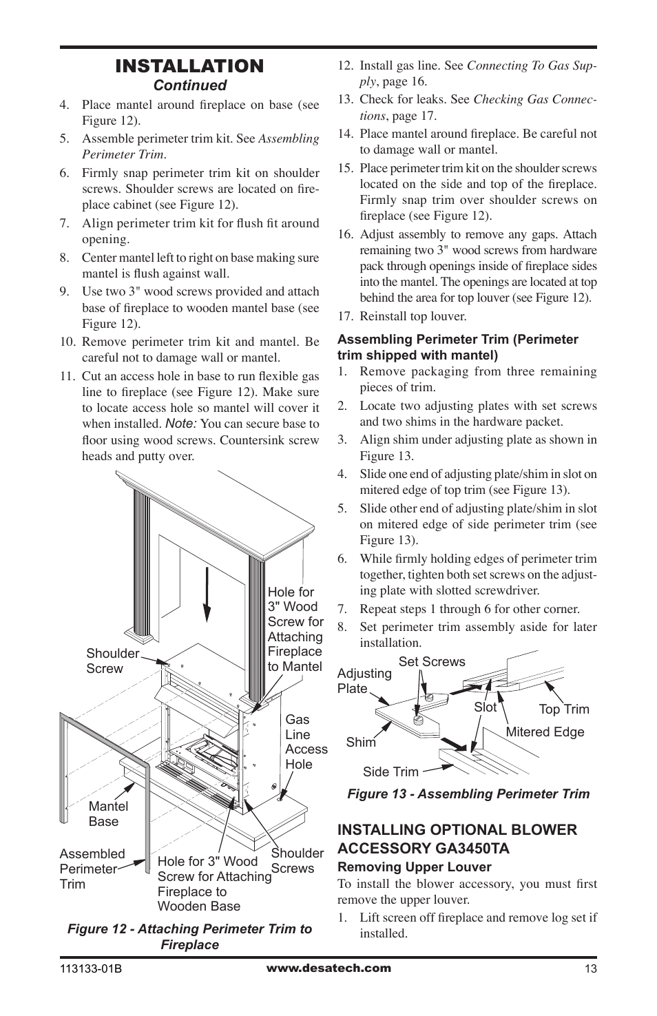 Installation | Desa VDCFRNA User Manual | Page 13 / 44