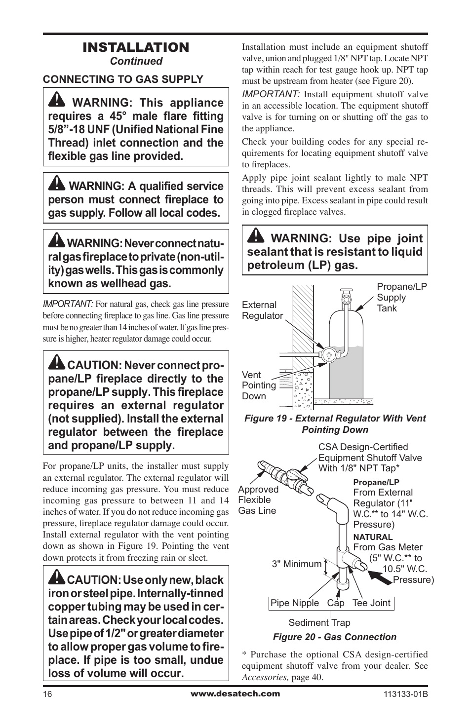 Installation | Desa VDCFRNA User Manual | Page 16 / 44