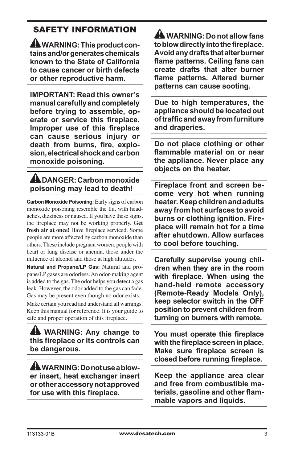 Safety information | Desa VDCFRNA User Manual | Page 3 / 44