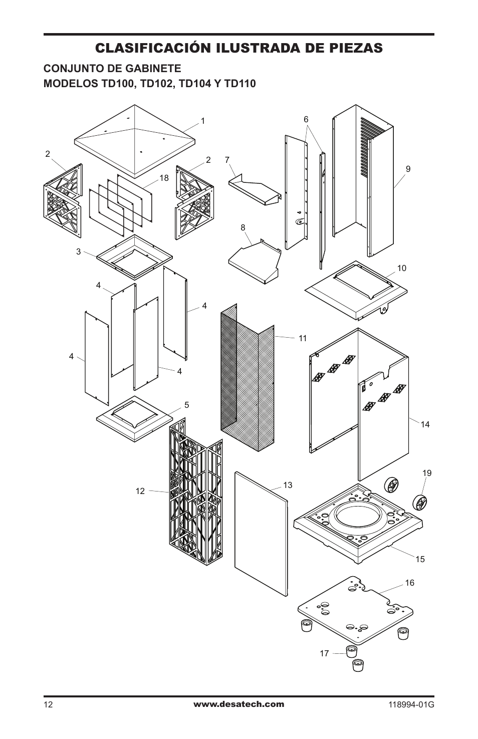 Clasificación ilustrada de piezas | Desa TD100 User Manual | Page 28 / 52