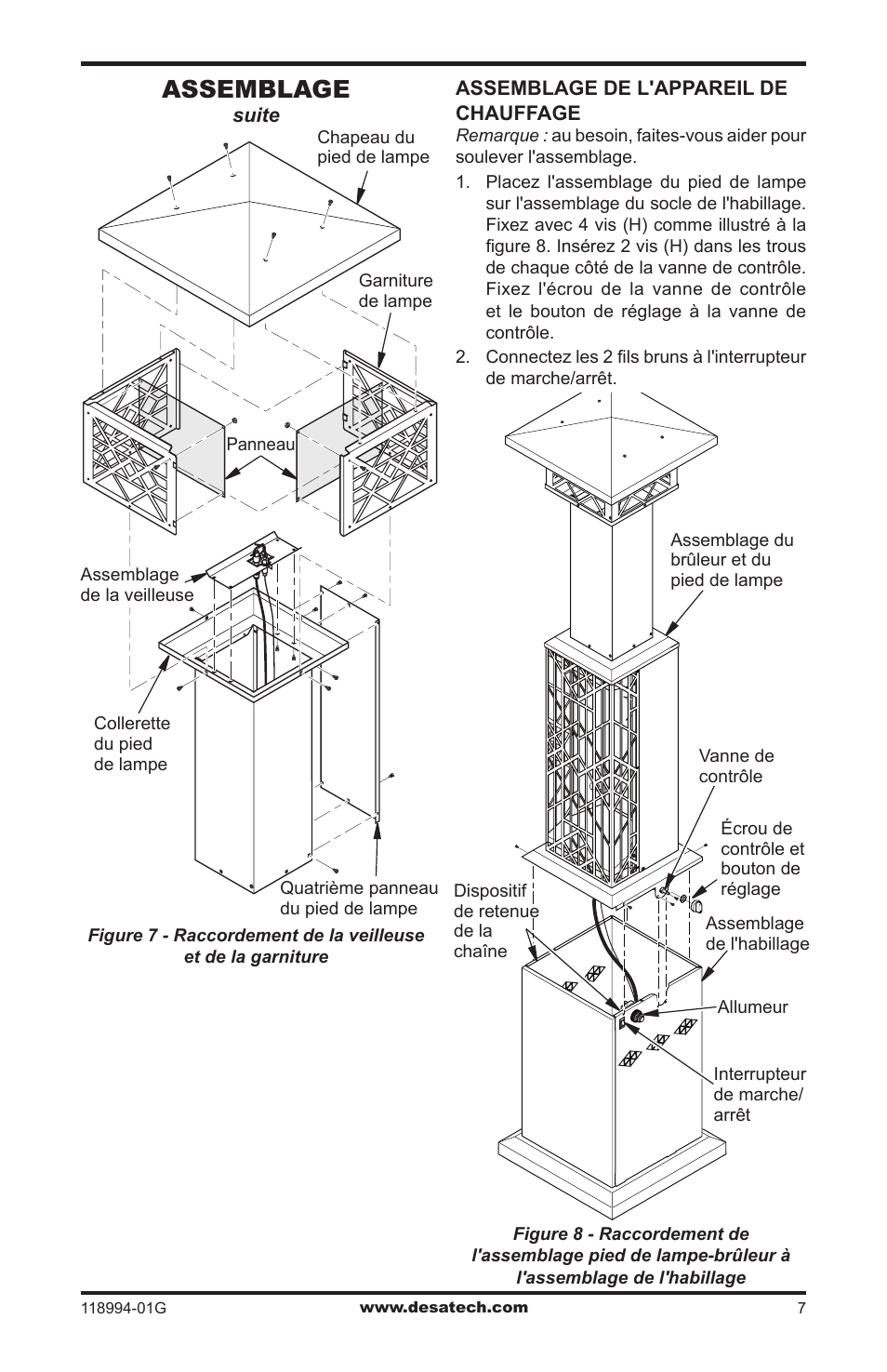 Fonctionnement, Assemblage | Desa TD100 User Manual | Page 41 / 52