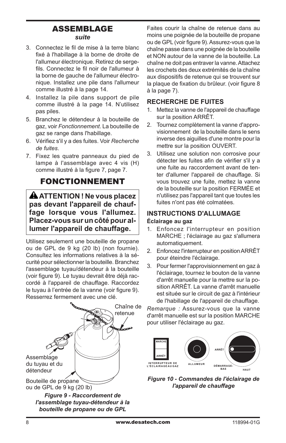 Fonctionnement, Assemblage | Desa TD100 User Manual | Page 42 / 52