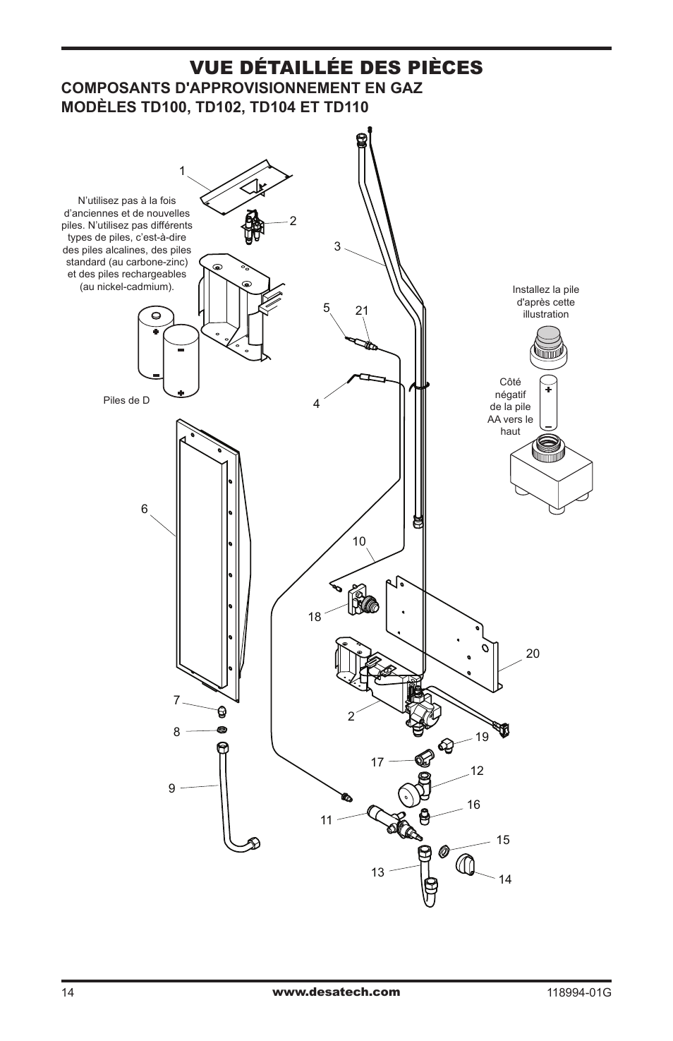 Vue détaillée des pièces | Desa TD100 User Manual | Page 48 / 52