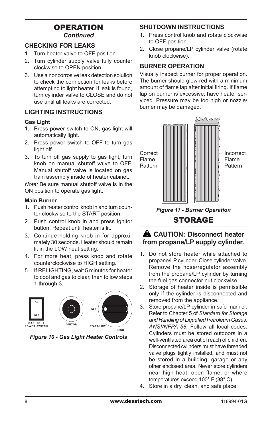 Storage, Operation | Desa TD100 User Manual | Page 8 / 52