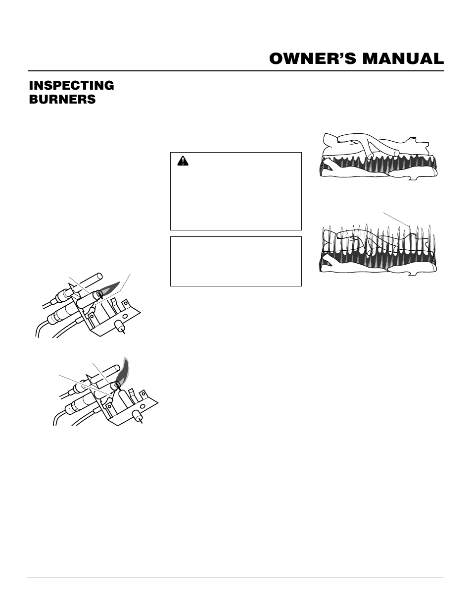 Owner’s manual, Inspecting burners | Desa VS30PRA User Manual | Page 17 / 26