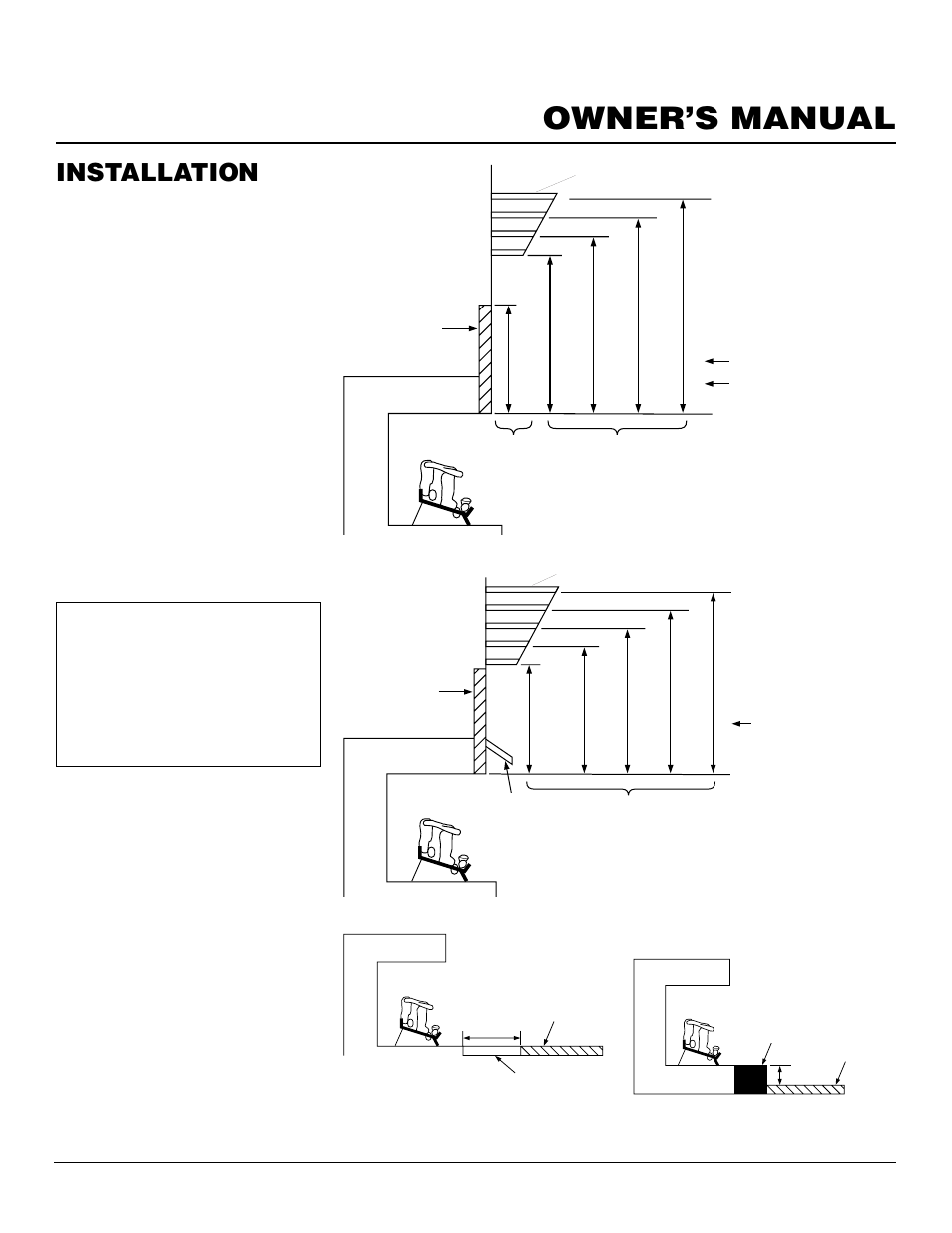Owner’s manual, Installation, Continued | Floor clearances, Mantel clearances, Determining minimum mantel clearance | Desa VS30PRA User Manual | Page 9 / 26