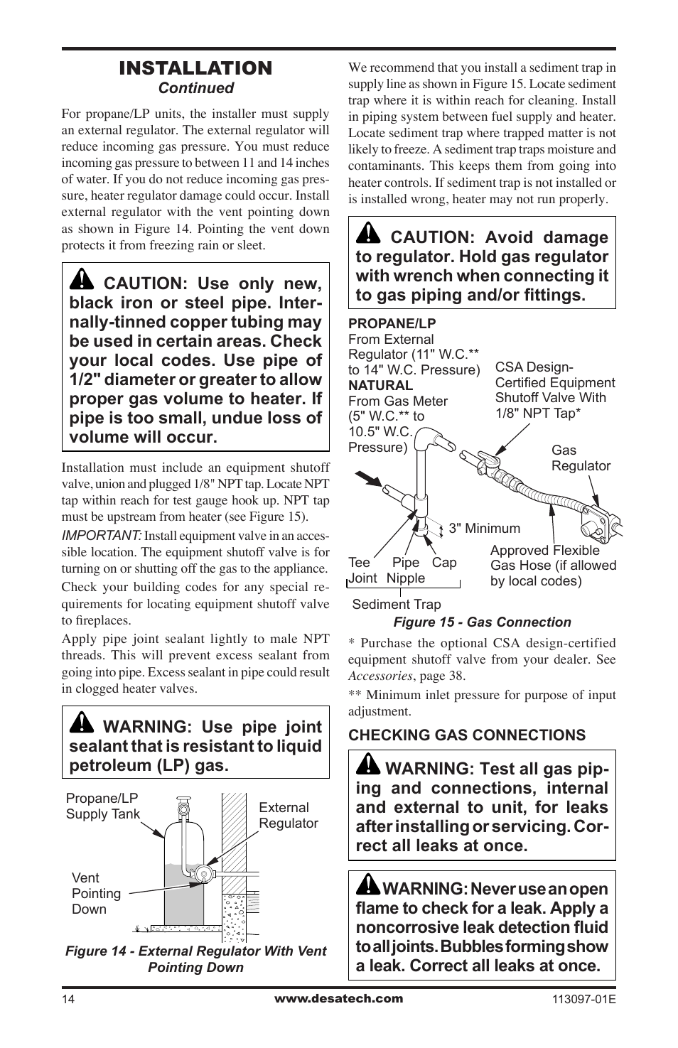 Installation | Desa CCL3018PTA/NTA  EN User Manual | Page 14 / 40