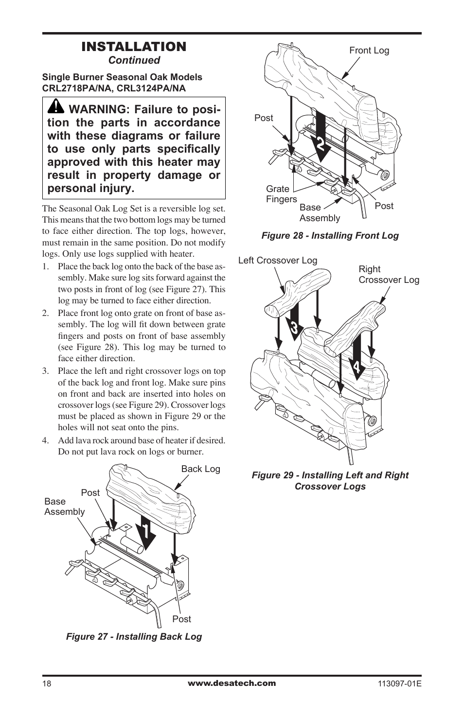 Installation | Desa CCL3018PTA/NTA  EN User Manual | Page 18 / 40