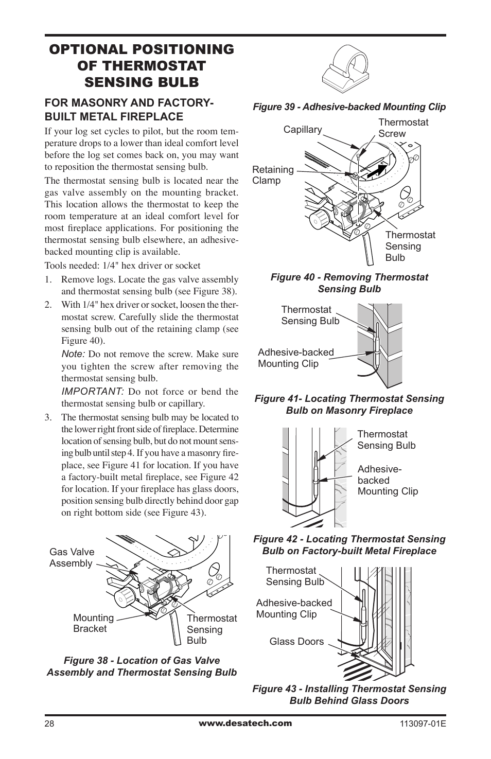 Optional positioning of thermostat sensing bulb | Desa CCL3018PTA/NTA  EN User Manual | Page 28 / 40