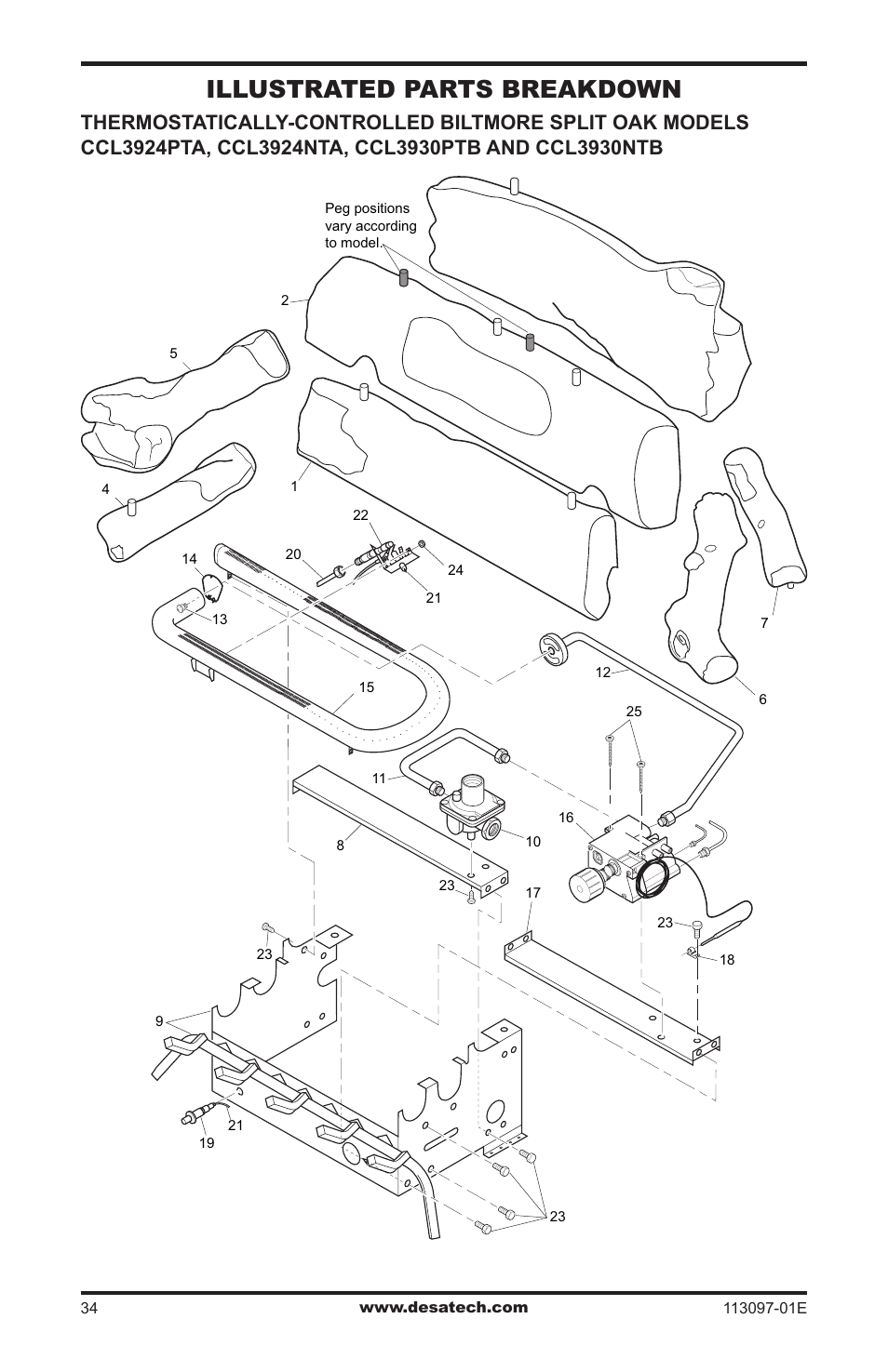 Illustrated parts breakdown | Desa CCL3018PTA/NTA  EN User Manual | Page 34 / 40