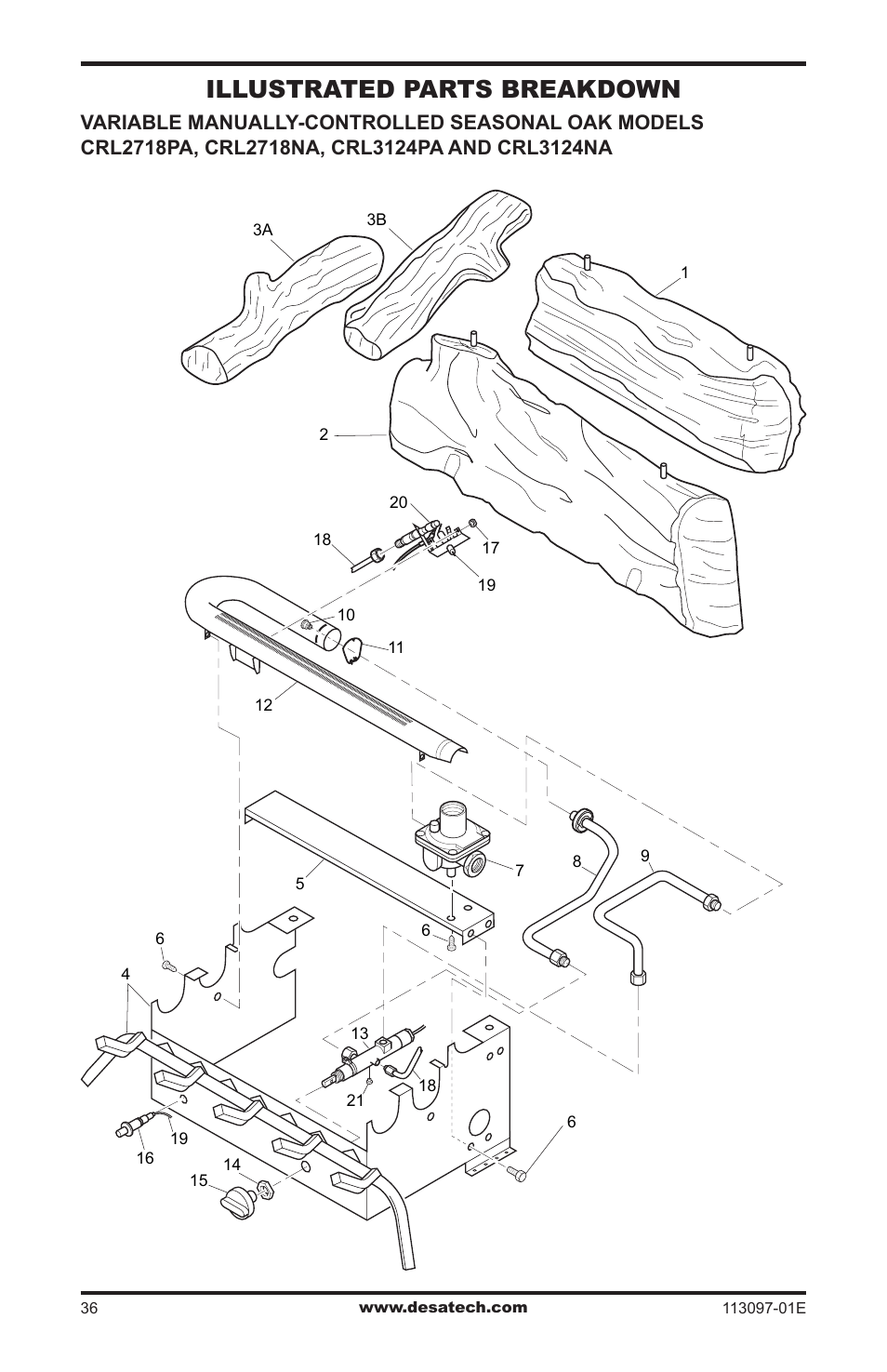 Illustrated parts breakdown | Desa CCL3018PTA/NTA  EN User Manual | Page 36 / 40