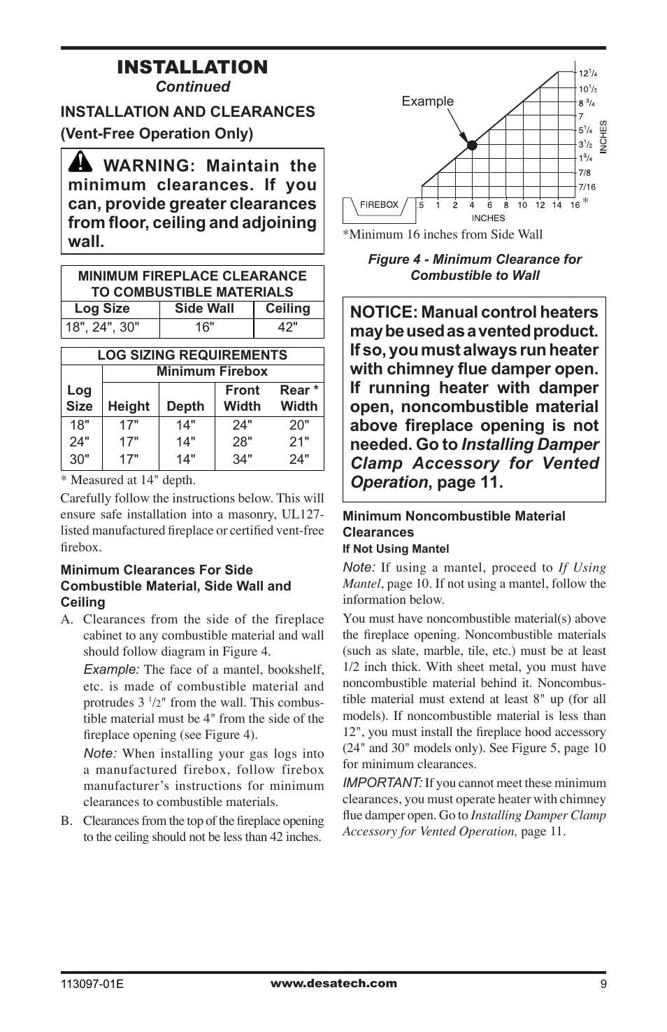 Installation | Desa CCL3018PTA/NTA  EN User Manual | Page 9 / 40