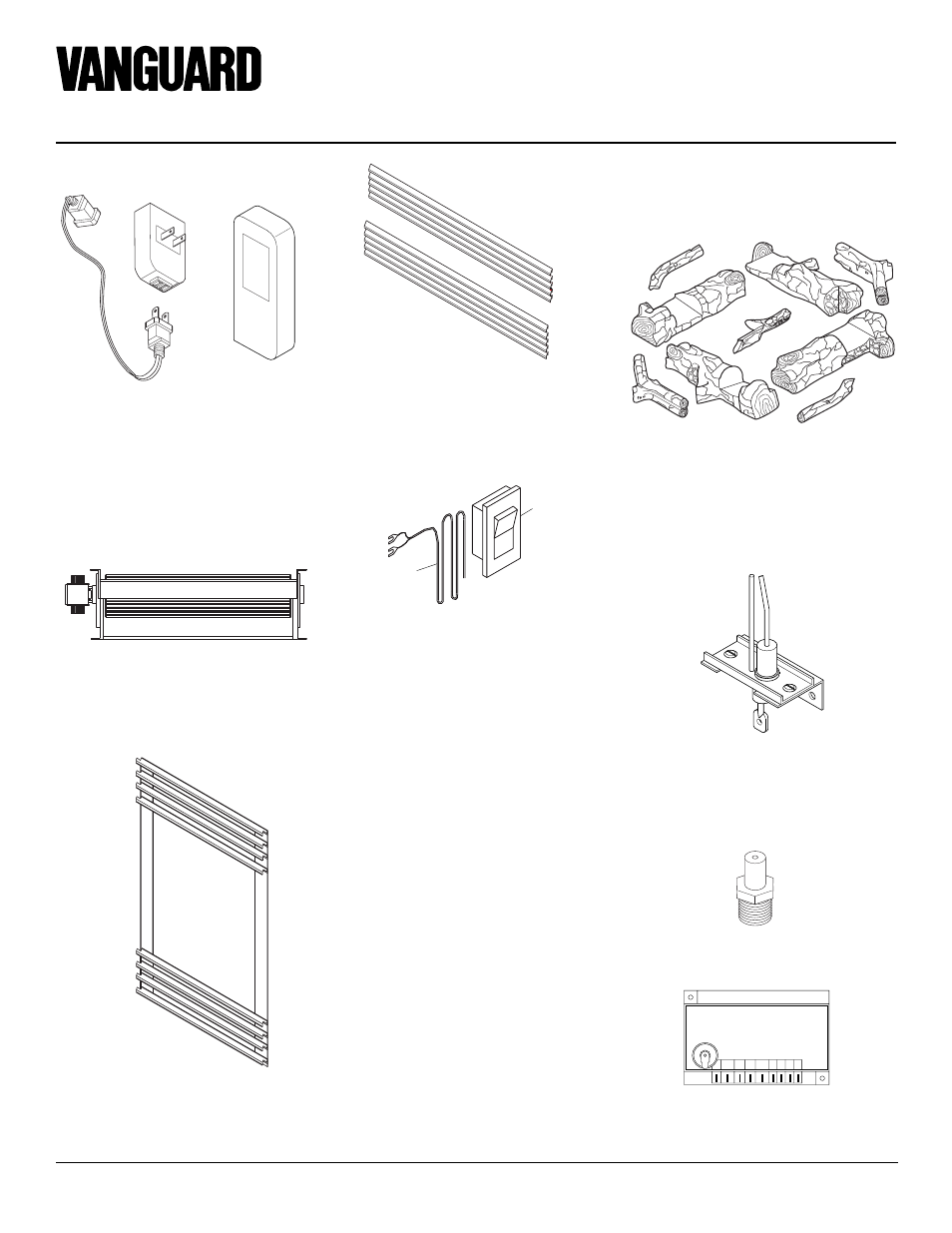 Accessories, Replacement parts, Electrode assembly | Wall switch kit, Orifice, Blower kit - dvffbk, Louver kit, End louver kit (peninsula only), Ignition control, Brass - flp36 | Desa EVDDVF36PN User Manual | Page 26 / 28