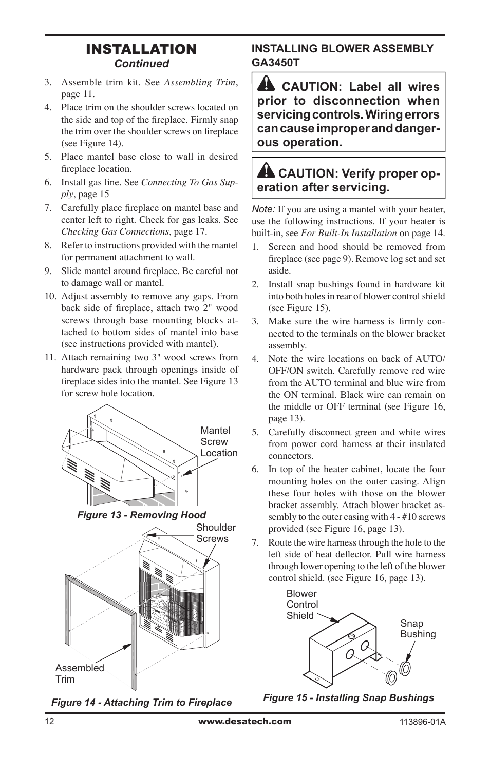 Installation | Desa CF26PTA User Manual | Page 12 / 36