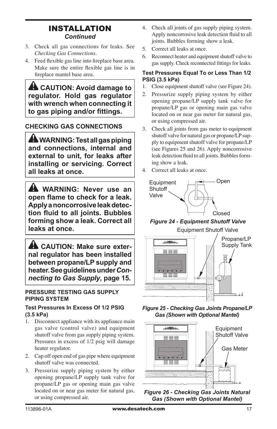 Installation | Desa CF26PTA User Manual | Page 17 / 36